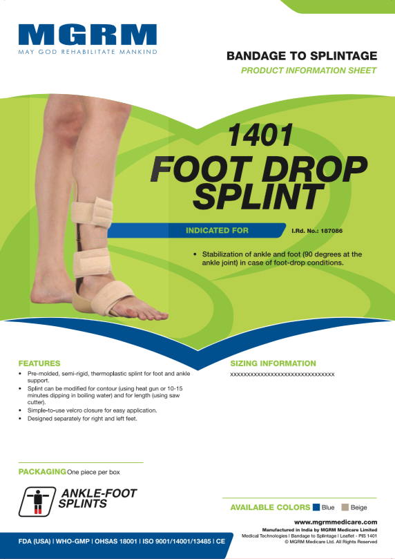 FLAT 20 OFF Foot Drop Splint MGRM Product Srimedica